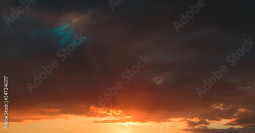 Fototapeta Naklejka Na Ścianę i Meble -  Sky. Sunset red dramatic