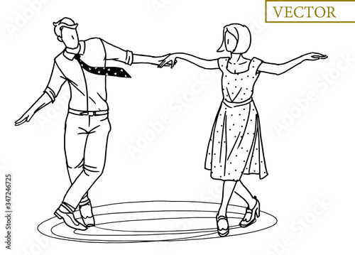 Dancing couple. Ballroom dancing young people. Dancing on the floor.