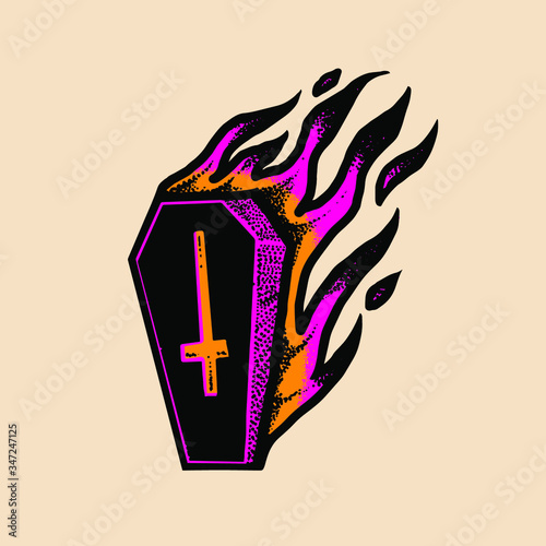 Coffin fire Vector illustration