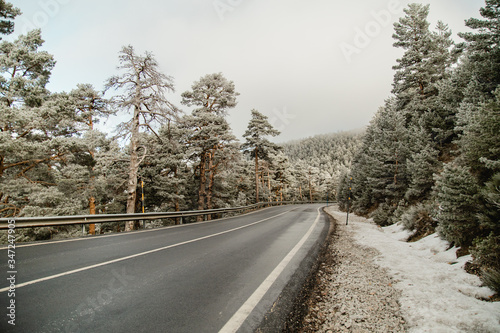 Winter mountain road