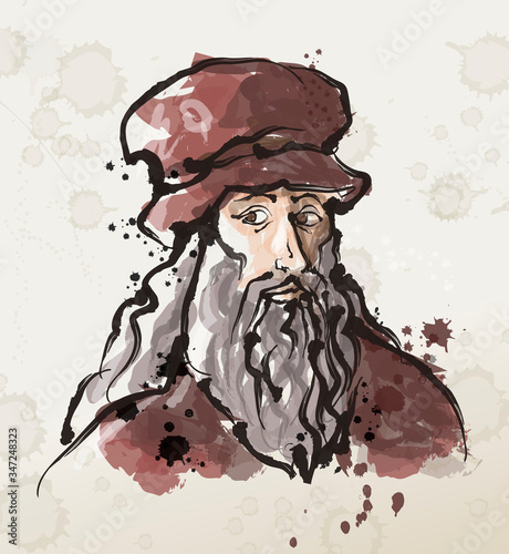 da vinci great renaissance genius artist painter with paintbrush