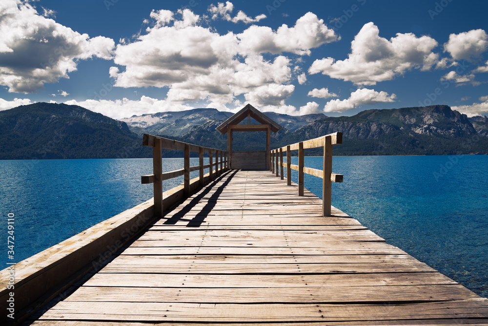 Wooden pier on turquoise water