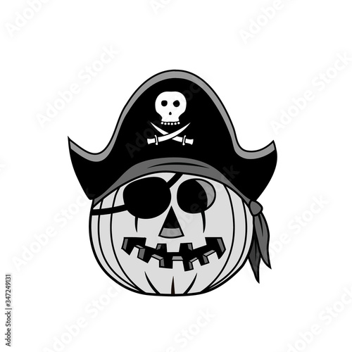 Vector illustration of a Halloween pumpkin pirate character