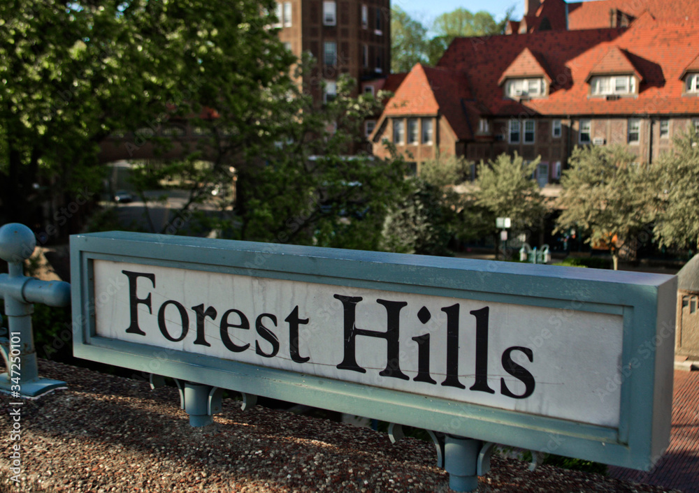 Fototapeta premium Sign of Forest Hills Queens New York