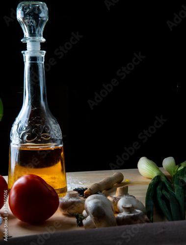 Vegetables for making pizza. Free space for text..