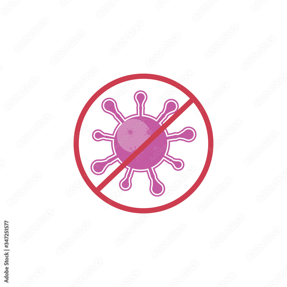 stop coronavirus icon design .The novel virus is crossed out with red STOP sign Vector illustration stop coronavirus icon design .The novel virus is crossed out with red STOP sign Vector illustration