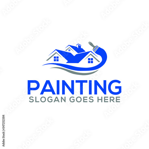 Painting, Paint logo and Real Estate, Property & Homes business logo design 