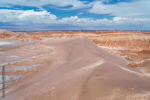 Sand dunes at the Moon Valley (Spanish: Valle de la Luna ) in the Atacama Desert, Chile, South America.