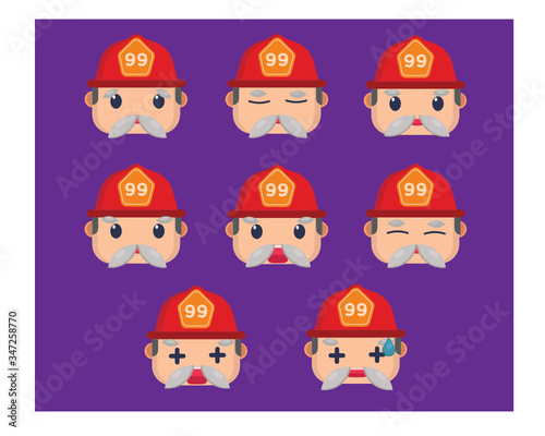flat emoticon icon design vector,
old firefighter
