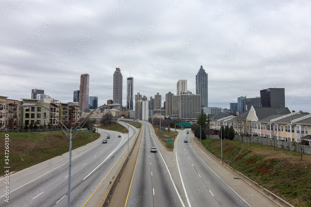 Atlanta, Georgia. United States - November 2, 2016: Looking over downtown Atlanta from the freeway Atlanta, Georgia. United States - November 2, 2016: Looking over downtown Atlanta from the freeway