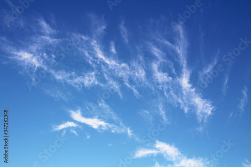 Beautiful thin cirrus clouds. Background. Landscape.