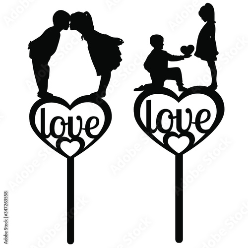 Set of toppers with a boy and a girl