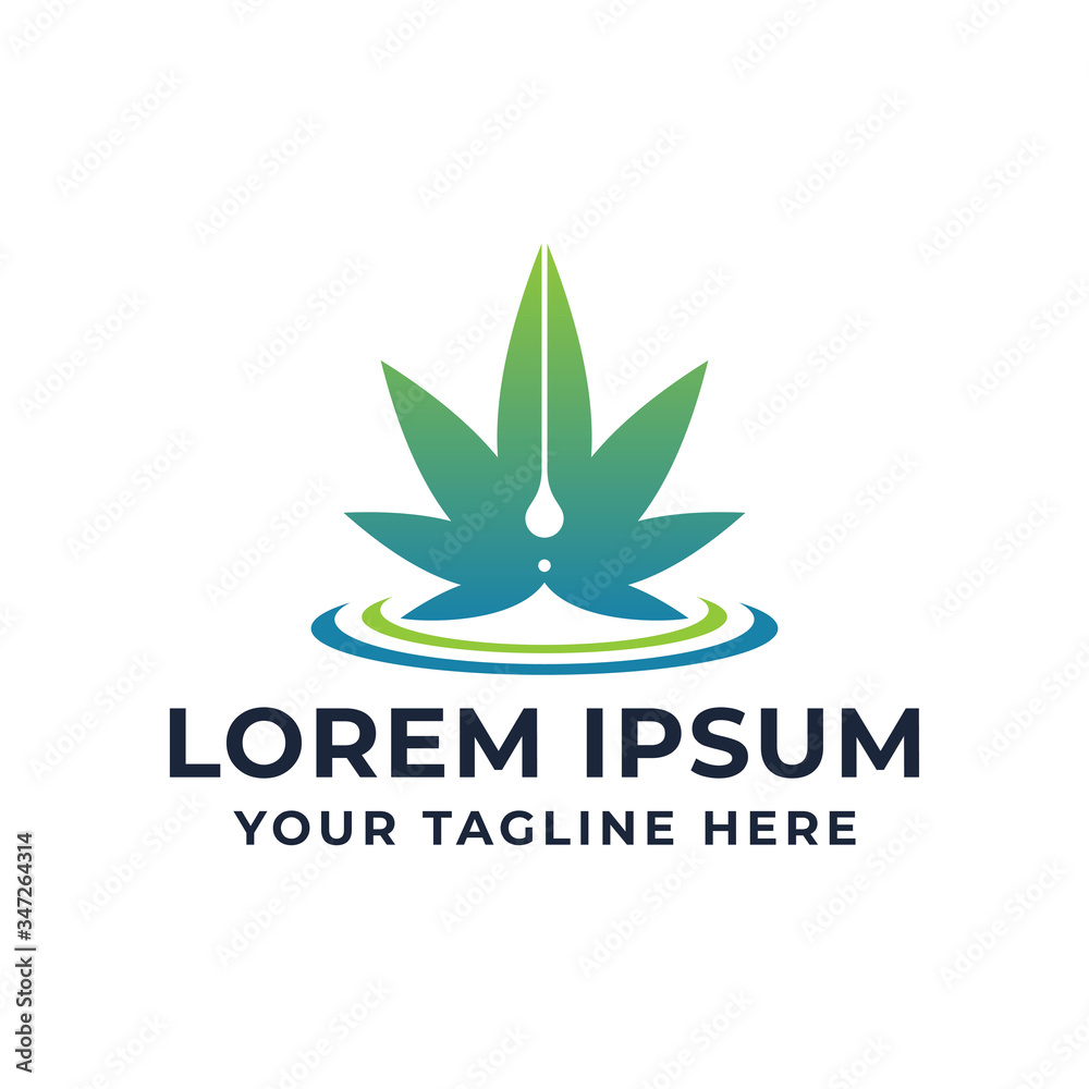 Modern Cannabis with Drop Oil Logo Template