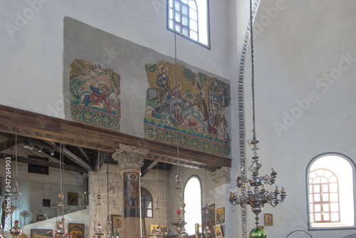Bethlehem  Palestine - January 28  2020  Fragment of the renovated interior of the Basilica of the Nativity.
