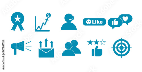 Social media marketing modern flat icons set. SMM  vector symbols