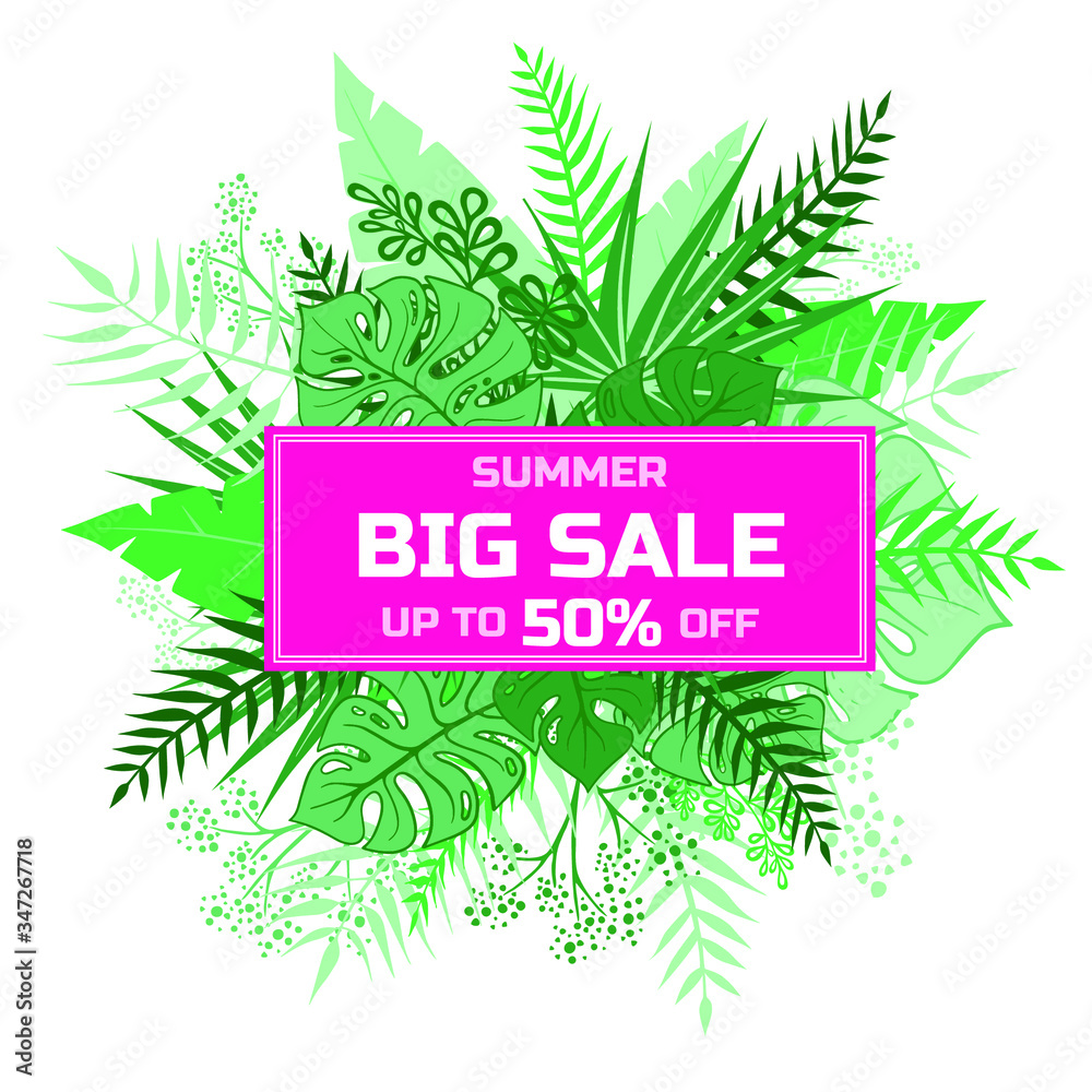 Tropic covers set. Tropical leaves banners background. Exotic botanical design. Modern Sale flyer in Vector. Summer sale banner. Big sale advertisement Tropic covers set. Tropical leaves banners background. Exotic botanical design. Modern Sale flyer in Vector. Summer sale banner. Big sale advertisement