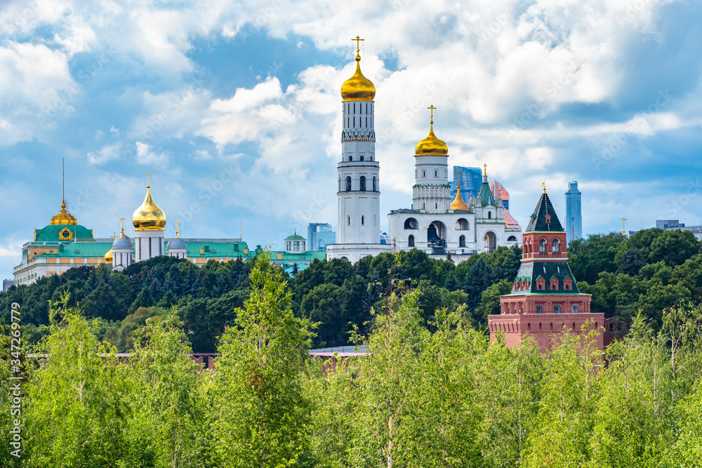 Moscow. Russia. Ivan the Great belltower. The Moscow Kremlin. Cathedrals of the Kremlin. Churches of Moscow. The capital of Russia on a summer day. Russian churches. Traveling in Russia
