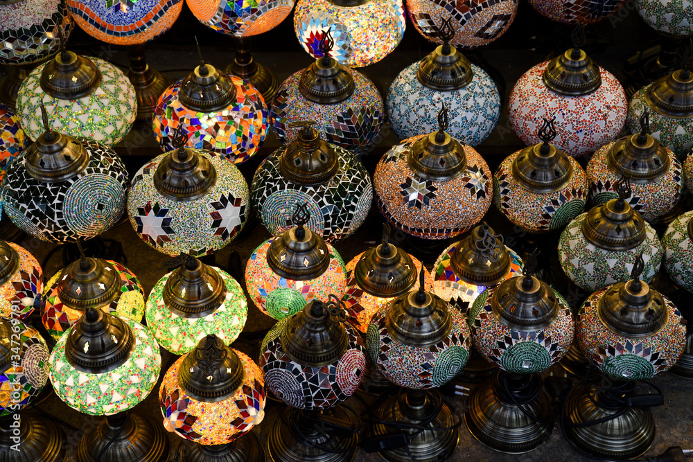Turkish lamps for sale in the Grand Bazaar, Istanbul, Turkey