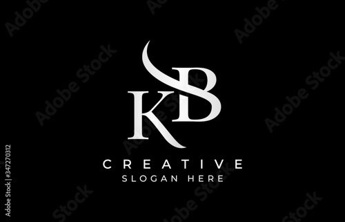 KB kb letter design logo logotype icon concept with serif font and classic elegant style look vector illustration. KB Letter Logo Design Template Vector Illustration.