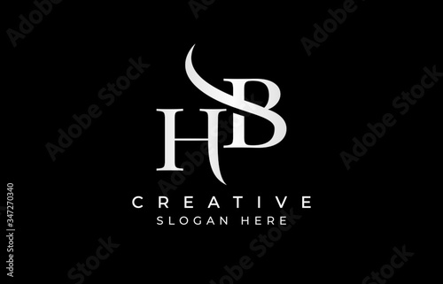 HB hb letter design logo logotype icon concept with serif font and classic elegant style look vector illustration. HB Letter Logo Design Template Vector Illustration.