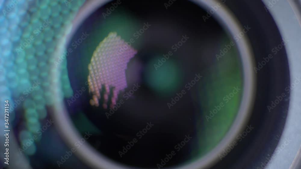 Macro detail of camera lens zooming in
