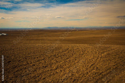 plowed field at sunset