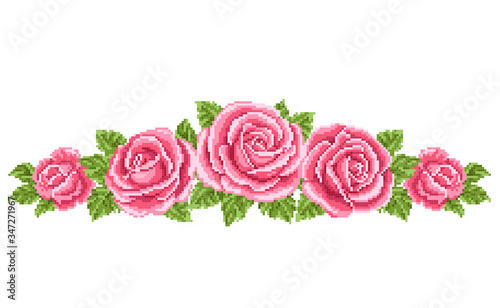 bouquet of the pink roses  embroider