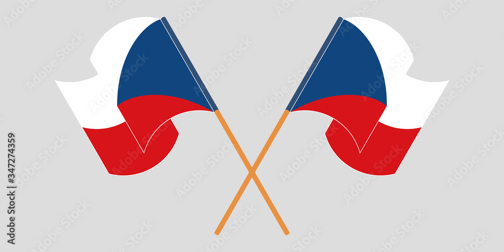 Crossed and waving flags of Czech Republic Crossed and waving flags of Czech Republic
