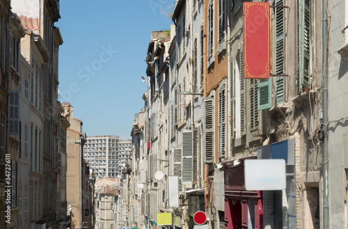 16 Aug 2018. rows of buildings in in Marseille France