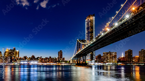 Manhattan bridge during blue hour in New York City   © Kimberly
