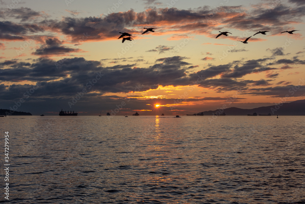 Sunset Over The Pacific Ocean