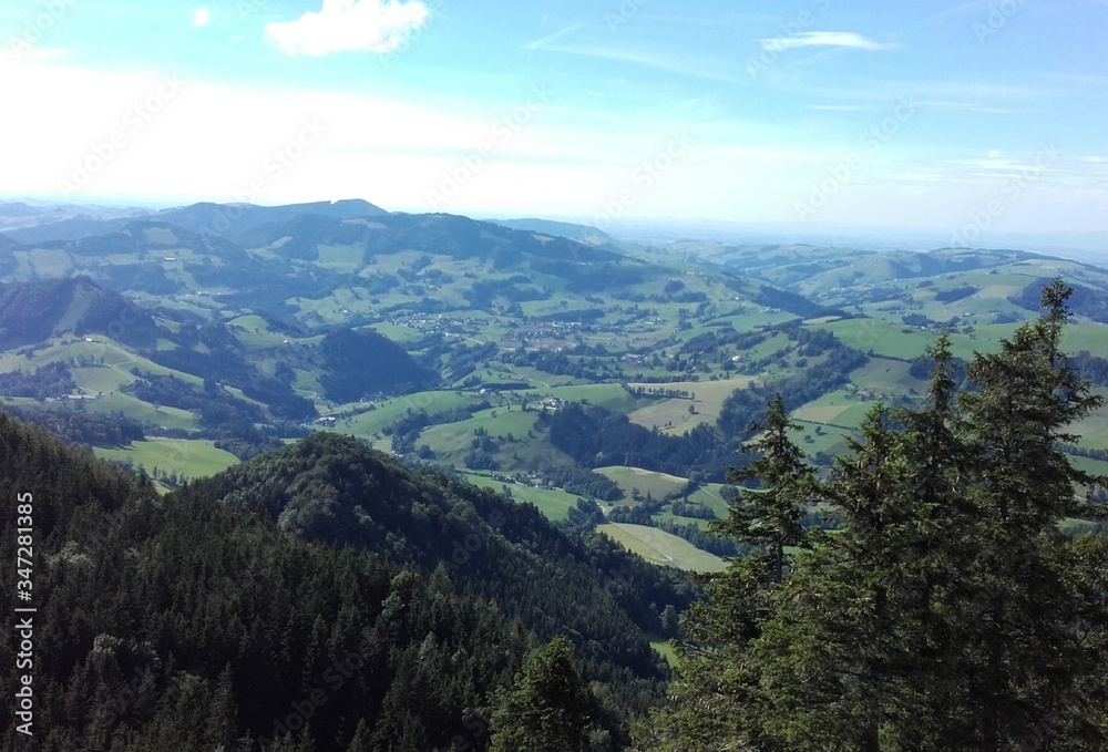 View From A Mountain Top Onto A Valley In Lower Austria 