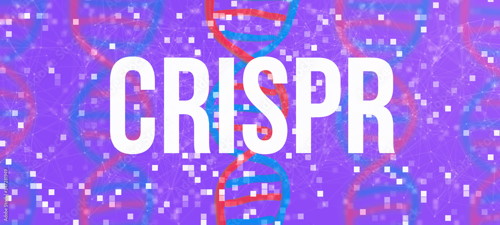 Crispr theme with DNA and abstract network patterns