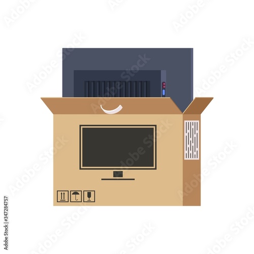 Large Plasma TV is Half Visen Out Of The Box.