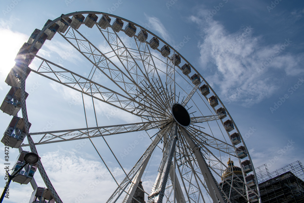 Ferris wheel at Poelaert square in Brussels, Belgium