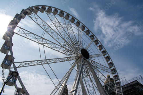 Ferris wheel at Poelaert square in Brussels  Belgium