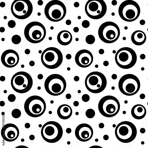 Vector geometric texture. Abstract geometric seamless pattern with circles and hollow circles. Simple monochrome abstract background  Design for prints  fabric  textile  furniture