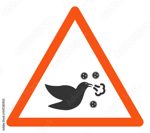 Vector bird flu warning flat icon. Vector pictogram style is a flat symbol bird flu warning icon on a white background.