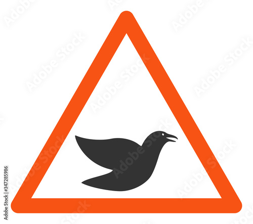 Vector bird warning flat icon. Vector pictogram style is a flat symbol bird warning icon on a white background.