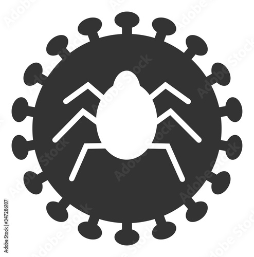 Vector bug virus flat icon. Vector pictograph style is a flat symbol bug virus icon on a white background.