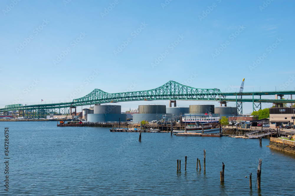 Maurice J. Tobin Memorial Bridge aka Tobin Bridge is a cantilever truss ...