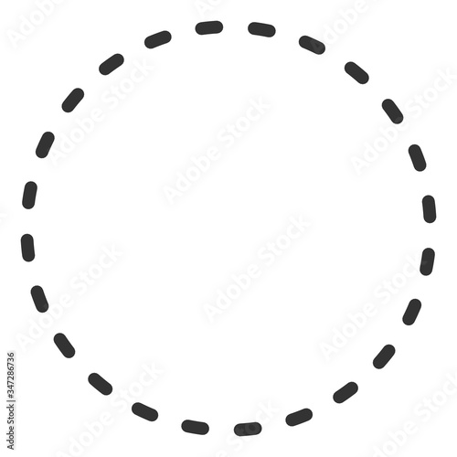 Vector dashed circle flat icon. Vector pictograph style is a flat symbol dashed circle icon on a white background.