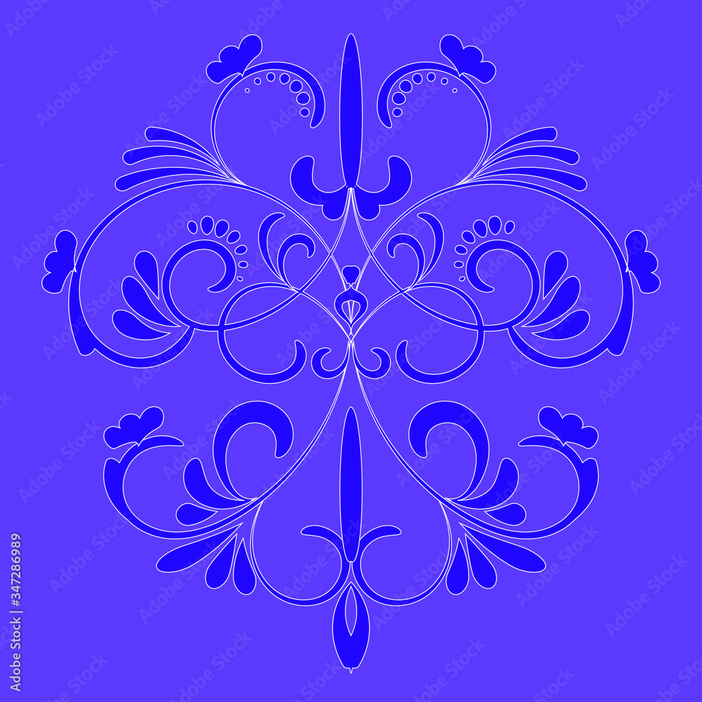 Decorative pattern with plant and flowers, workpiece for your design. Flowers elements and motifs. Decor for textile and print design. Vector.