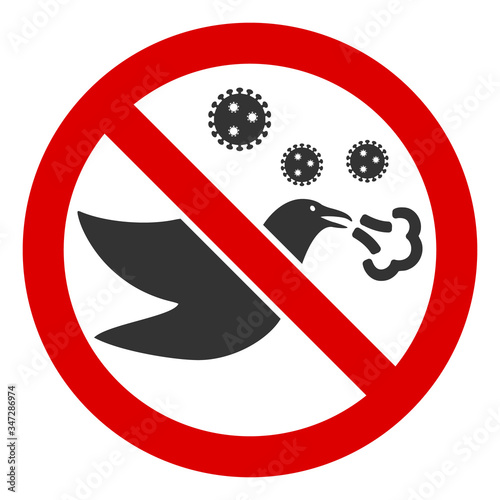 Vector forbidden bird flu flat icon. Vector pictogram style is a flat symbol forbidden bird flu icon on a white background.