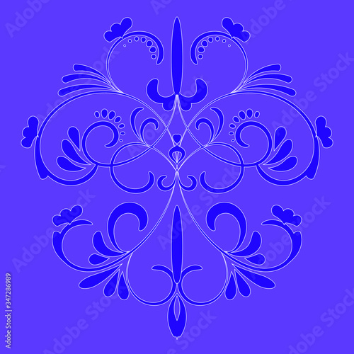 Decorative pattern with plant and flowers, workpiece for your design. Flowers elements and motifs. Decor for textile and print design. Vector.