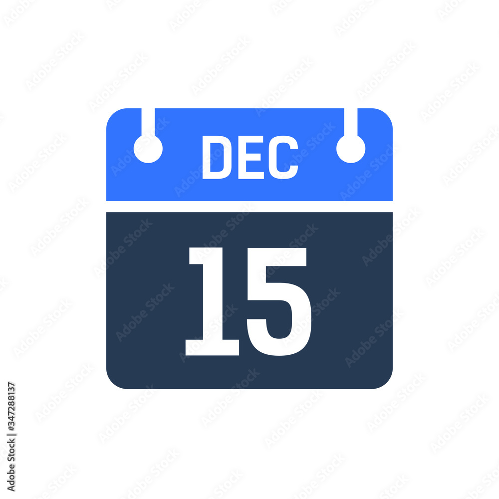 Calendar Date Icon - December 15 Vector Graphic Calendar Date Icon - December 15 Vector Graphic