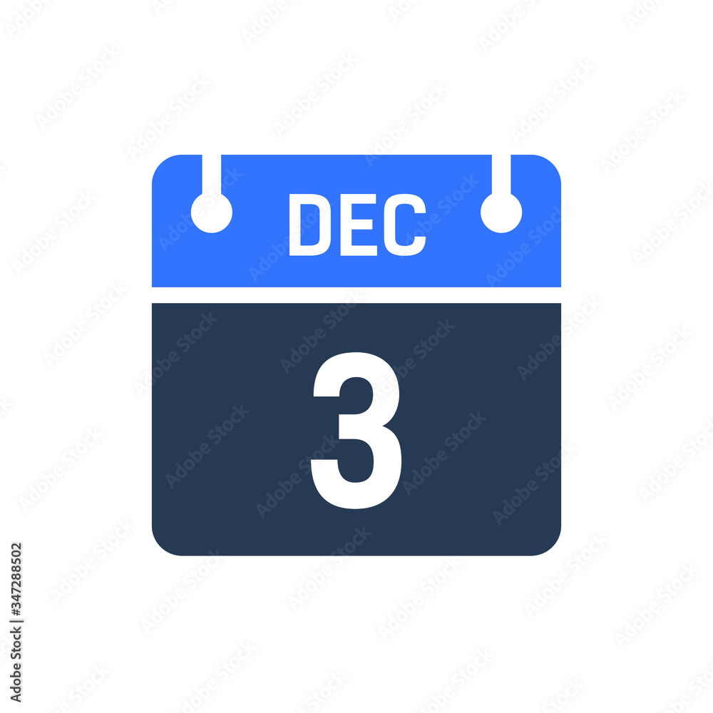 Calendar Date Icon - December 3 Vector Graphic Calendar Date Icon - December 3 Vector Graphic