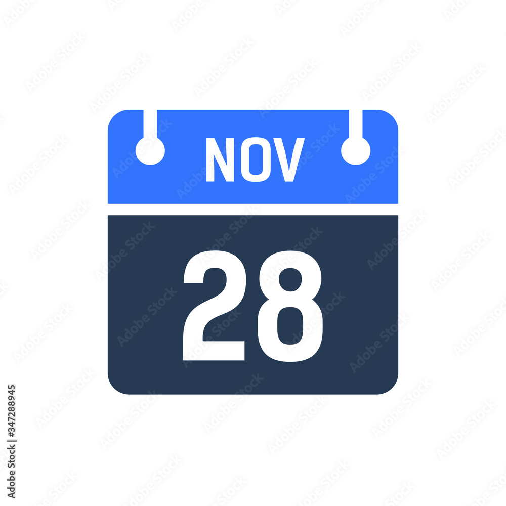 Calendar Date Icon - November 28 Vector Graphic Calendar Date Icon - November 28 Vector Graphic