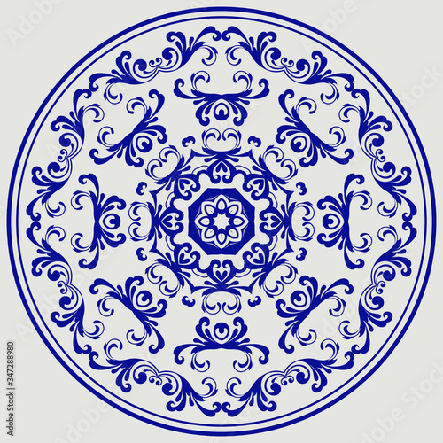 Decorative pattern. Oriental vintage round motif. The ornament. Abstract texture designs can be used for backgrounds, textile, wallpapers, gift wrapping, templates, shawl and ceramic tiles. Vector.
