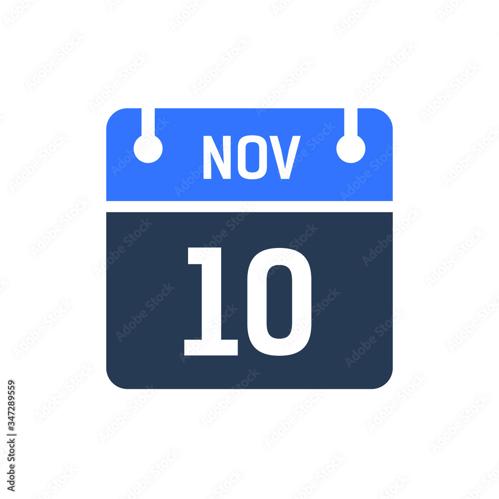 Calendar Date Icon - November 10 Vector Graphic